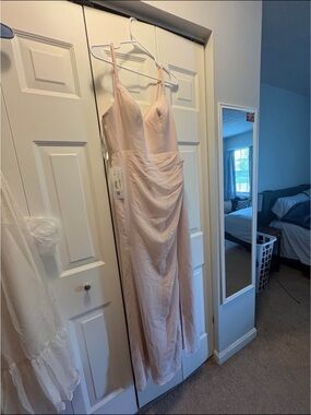 Azazie Blush Pink Spaghetti-Strap Maxi Dress